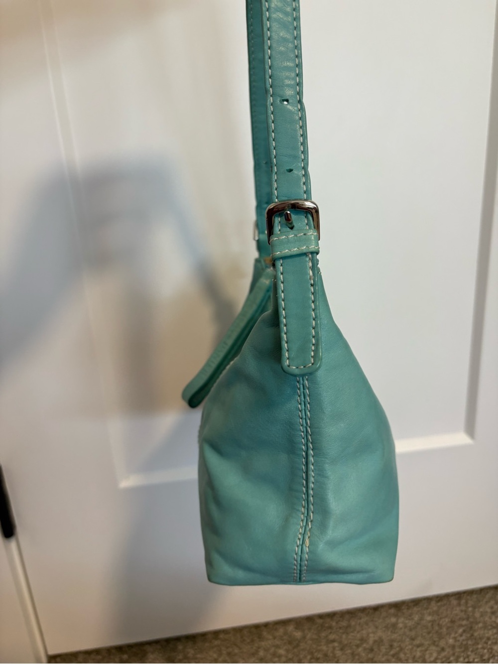 Y2K Danier Turquoise Leather Shoulder Bag - Picture 5 of 16